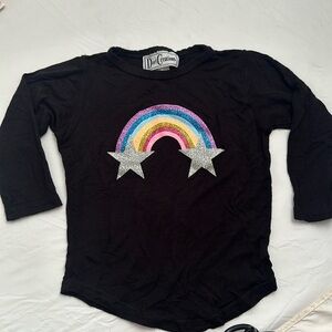Dori Creations black metallic glitter rainbow graphic long sleeve t-shirt